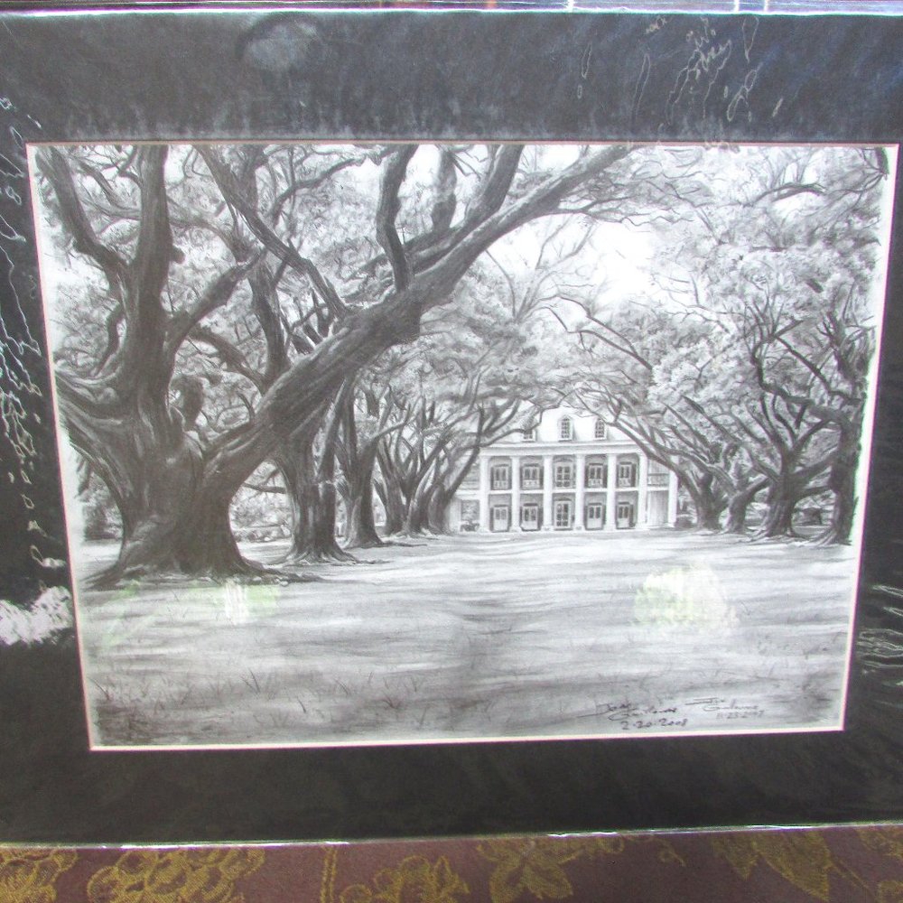 Louisiana Plantation Home Matted Print 11x14